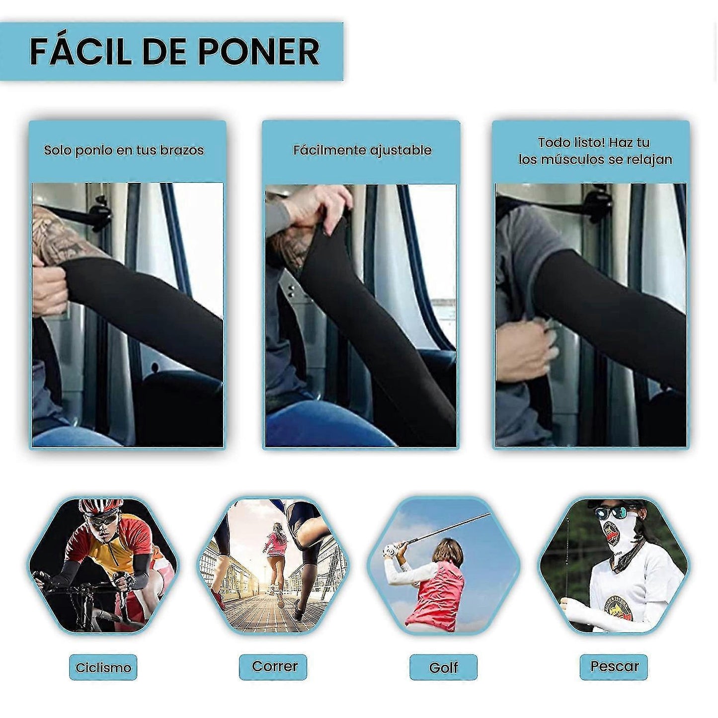 3 Pairs UV Protection Arm Sleeves for Men & Women Sun Shield V1263-JX-5652