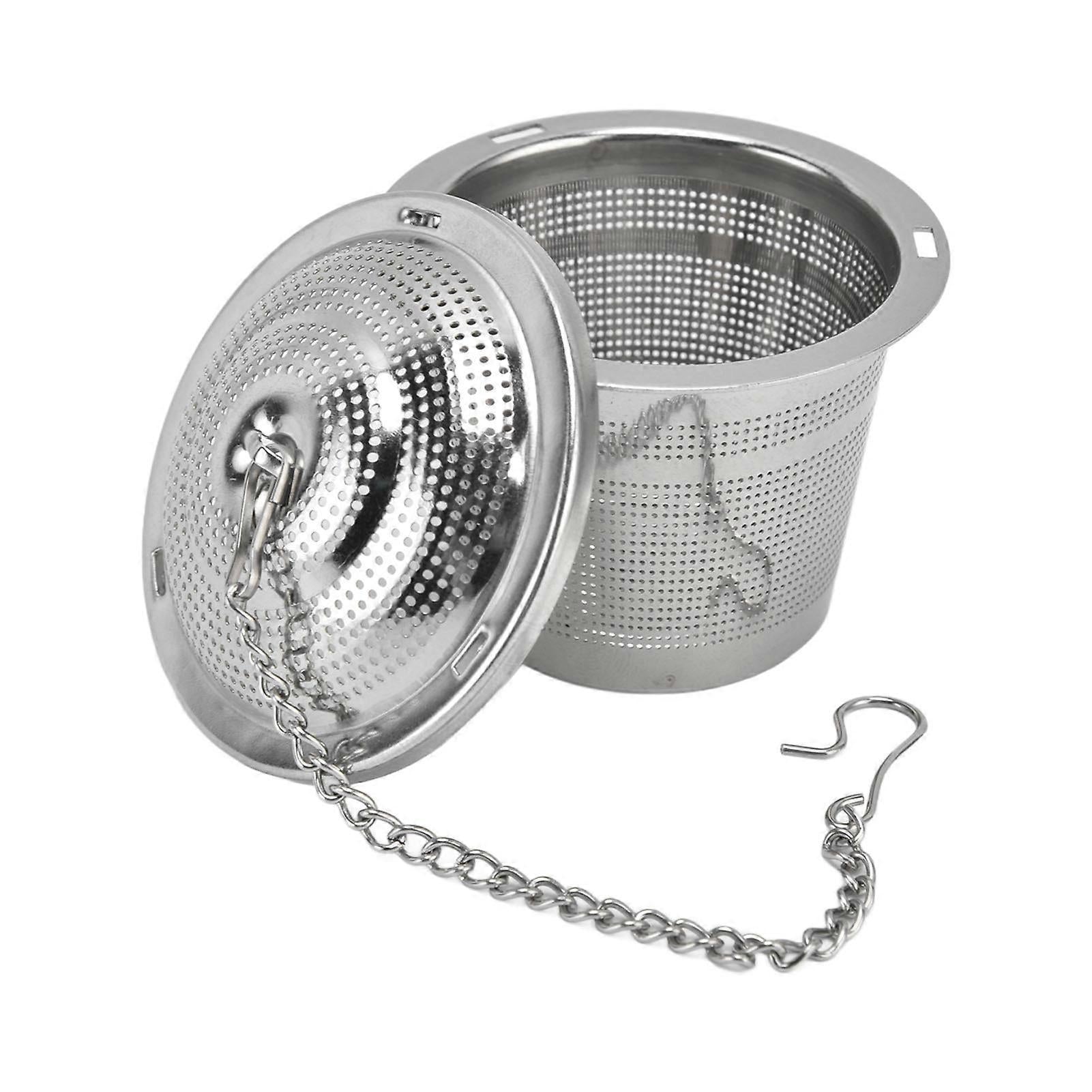 Barrel Shaped Stainless Steel Tea Strainer Infuser with Saucer 6.5cm V1263-JX-5653