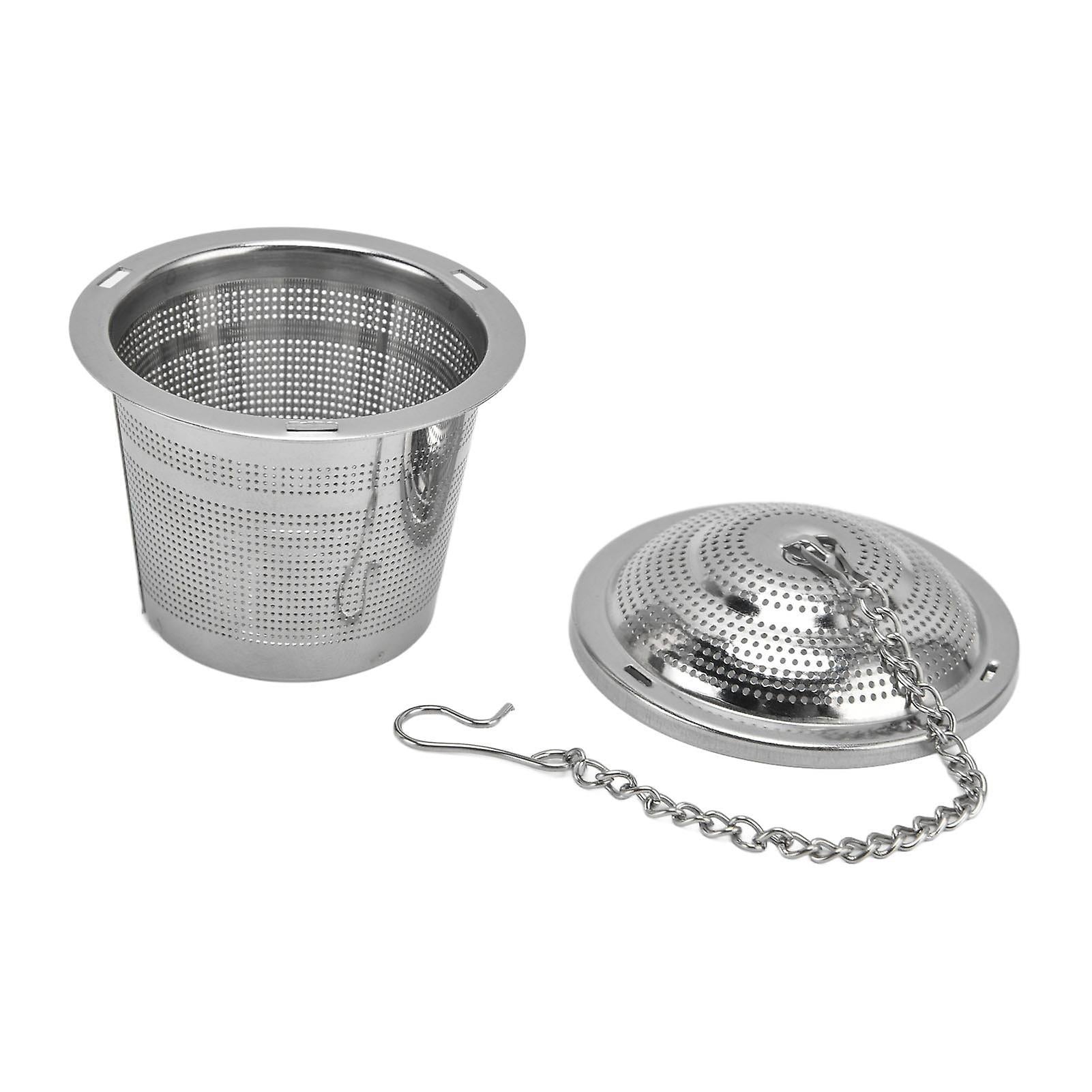 Barrel Shaped Stainless Steel Tea Strainer Infuser with Saucer 6.5cm V1263-JX-5653