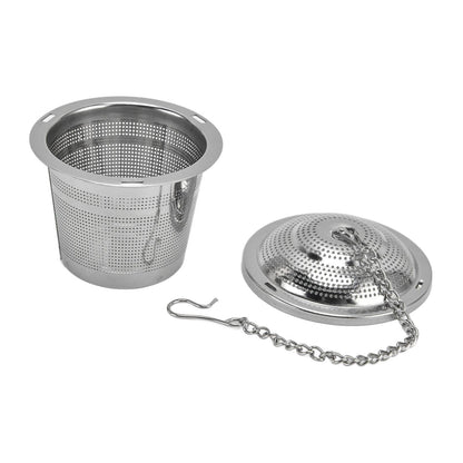 Barrel Shaped Stainless Steel Tea Strainer Infuser with Saucer 6.5cm V1263-JX-5653
