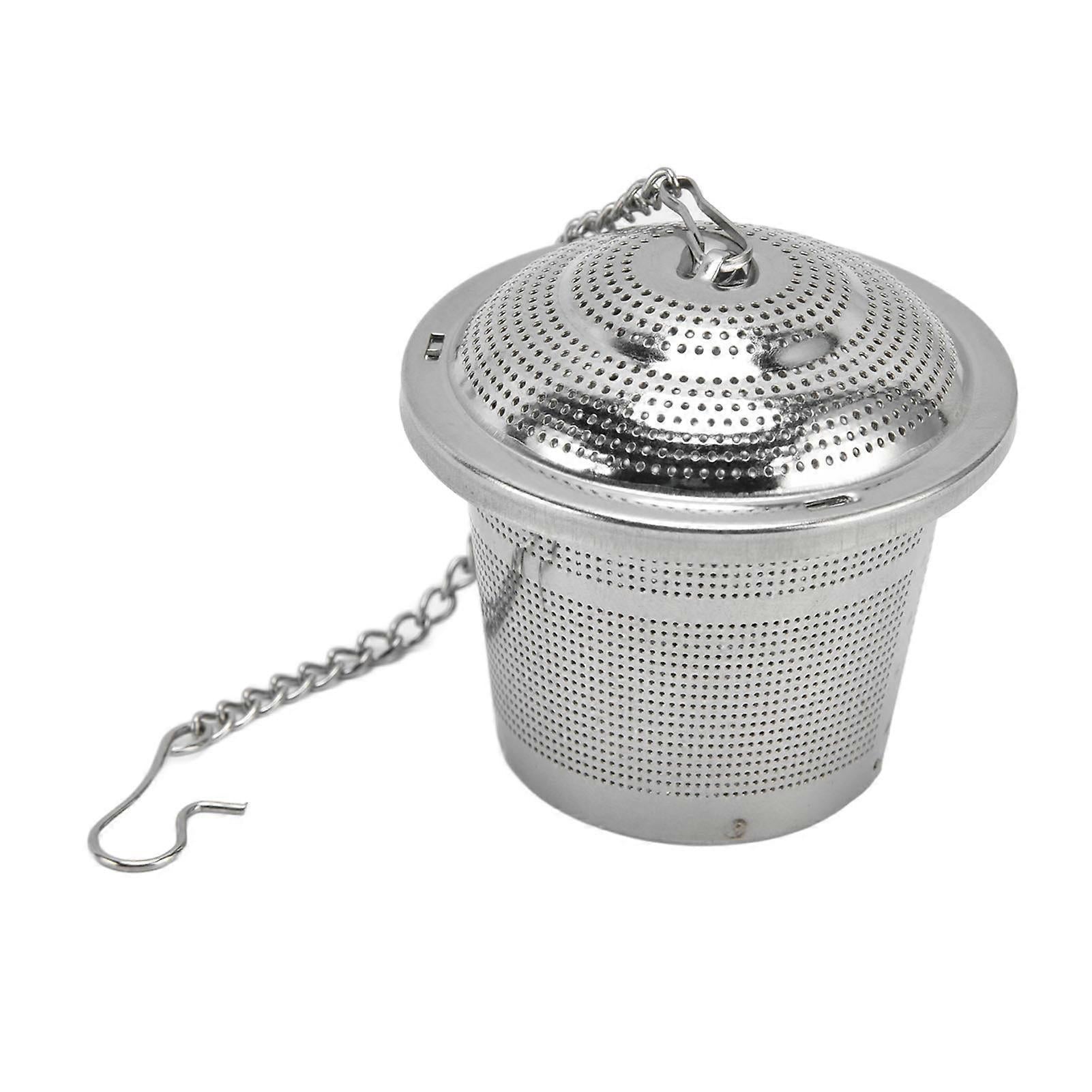 Barrel Shaped Stainless Steel Tea Strainer Infuser with Saucer 6.5cm V1263-JX-5653