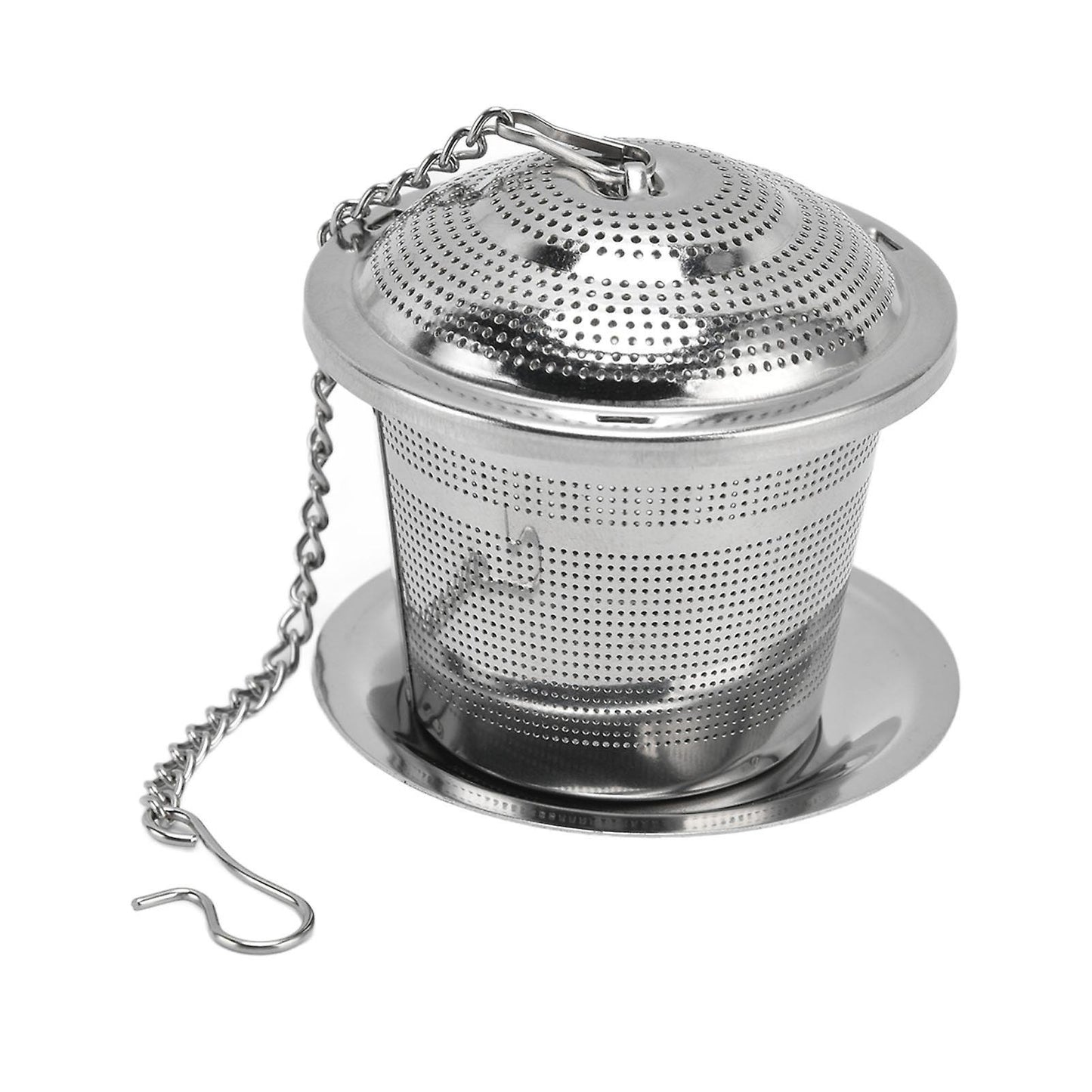 Barrel Shaped Stainless Steel Tea Strainer Infuser with Saucer 6.5cm V1263-JX-5653