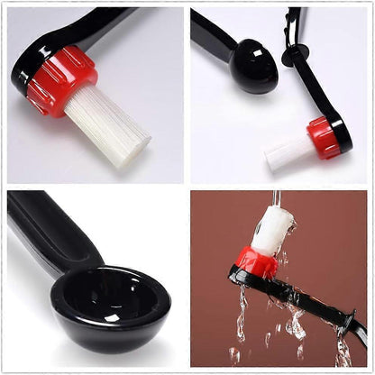 2Pcs Coffee Cleaning Brush with 2 Replaceable Nylon Heads Anti-Scald Handle V1263-JX-5657