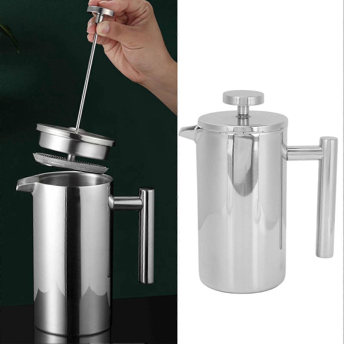 1000ml Stainless Steel Double Layer French Press Coffee Pot for Home Travel V1263-JX-5668