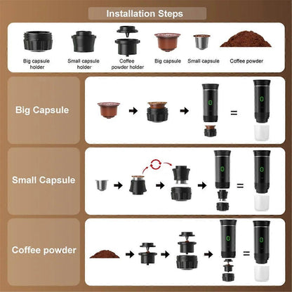 Wireless Portable Espresso Coffee Machine Capsule & Powder Travel Maker V1263-JX-5669