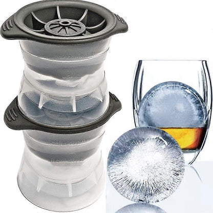 2Pcs Sphere Ice Cube Molds Large Silicone Ice Ball Maker Round Tray Set V1263-JX-5670