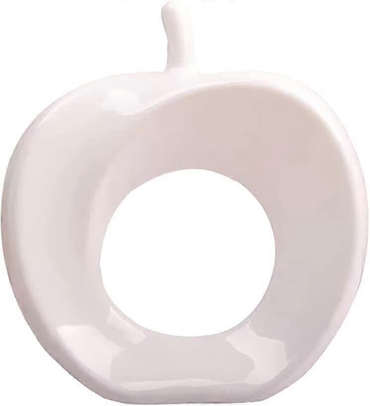 White Ceramic Apple Decoration Modern Apple Statue Home Bookshelf Accent V1263-JX-5673