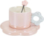 Ceramic Coffee Cup & Saucer Set Flower Mug Demitasse 10oz Pearl Pink V1263-JX-5675