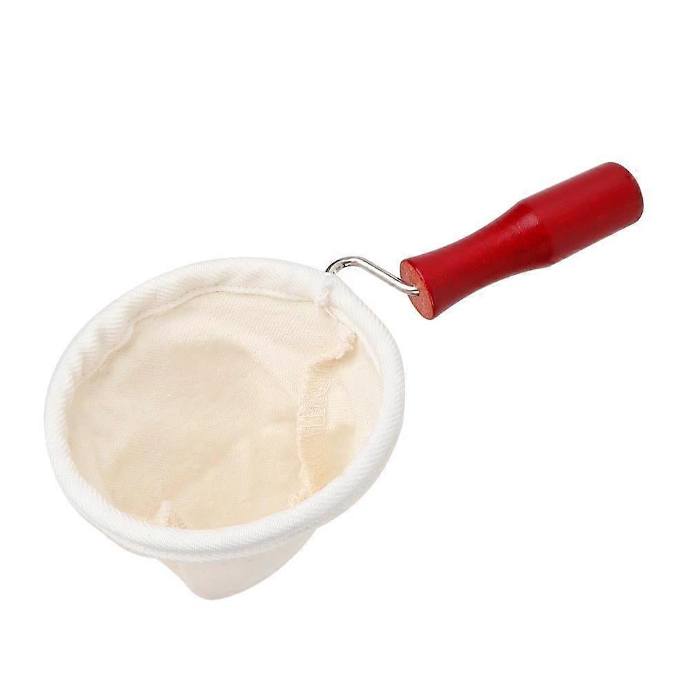 Cloth Coffee Filter Dripper Cotton Flannel with Wooden Handle 85mm V1263-JX-5676