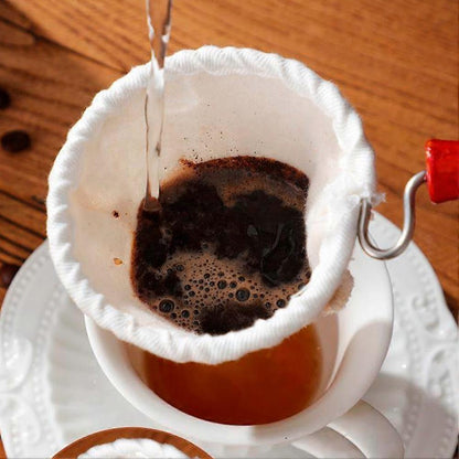 Cloth Coffee Filter Dripper Cotton Flannel with Wooden Handle 85mm V1263-JX-5676