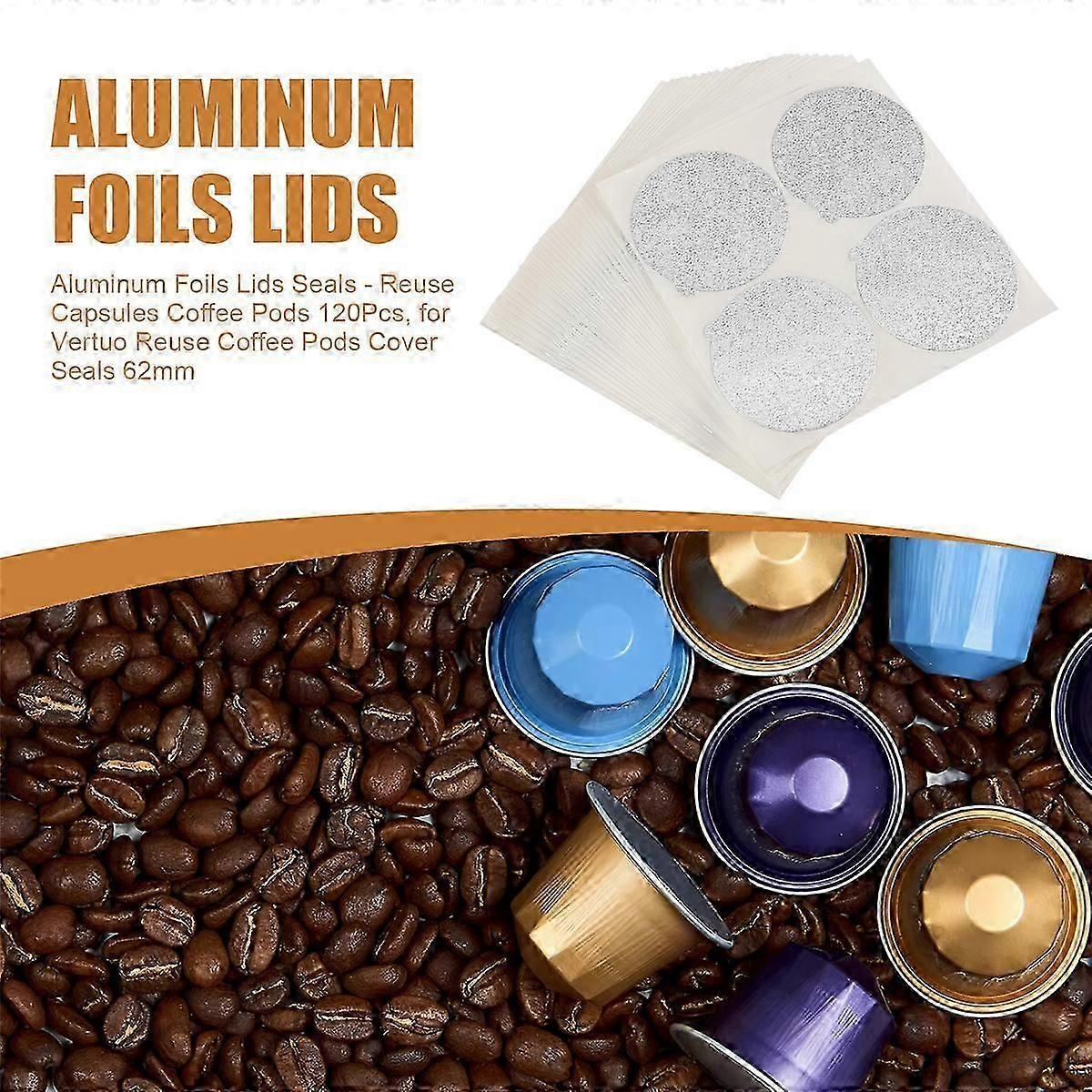 100Pcs Aluminum Foil Lids Seals for Reuse Vertuo Coffee Capsules Pods V1263-JX-5677