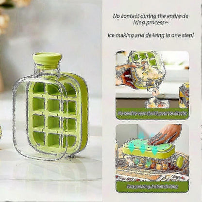 2-in-1 Ice Cube Tray Water Bottle with Straw Easy Release Freezer Bottle V1263-JX-5681