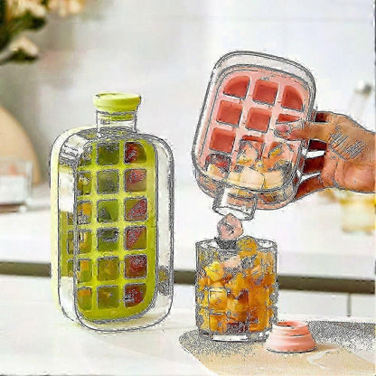 2-in-1 Ice Cube Tray Water Bottle with Straw Easy Release Freezer Bottle V1263-JX-5681