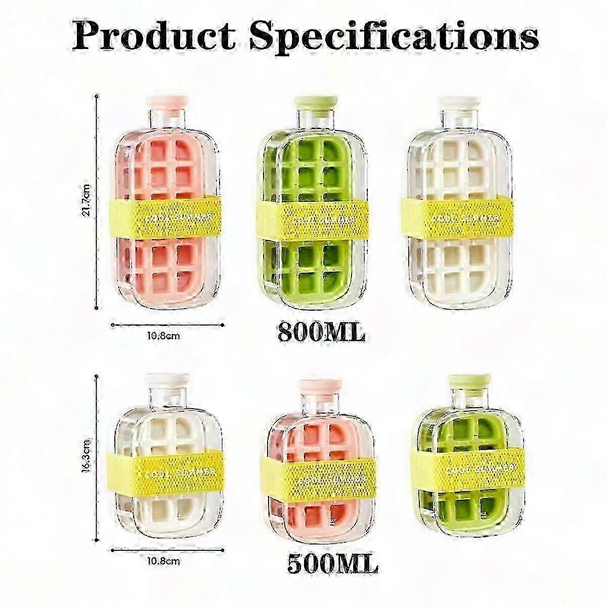 2-in-1 Ice Cube Tray Water Bottle with Straw Easy Release Freezer Bottle V1263-JX-5681