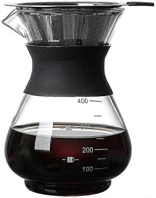 400ml Inverted Glass Coffee Maker with Stainless Steel Filter Manual Dripper V1263-JX-5689