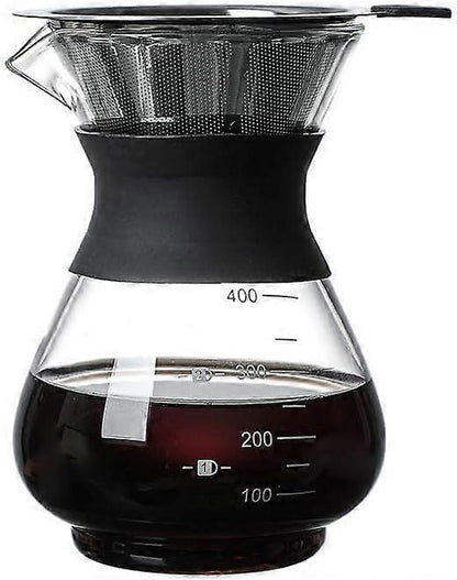400ml Inverted Glass Coffee Maker with Stainless Steel Filter Manual Dripper V1263-JX-5689