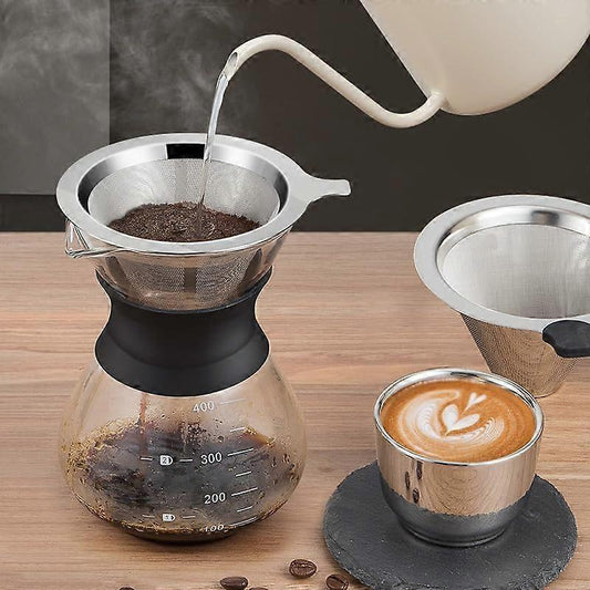 400ml Inverted Glass Coffee Maker with Stainless Steel Filter Manual Dripper V1263-JX-5689