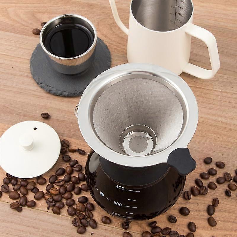 400ml Inverted Glass Coffee Maker with Stainless Steel Filter Manual Dripper V1263-JX-5689