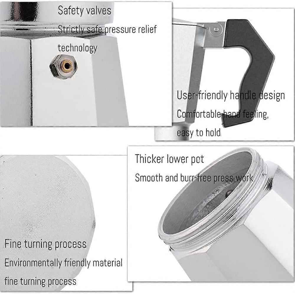 Italian Moka Pot Coffee Maker 6 Cup Classic Espresso Stovetop Coffee Maker V1263-JX-5693