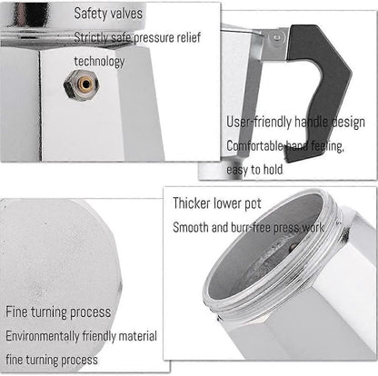 Italian Moka Pot Coffee Maker 6 Cup Classic Espresso Stovetop Coffee Maker V1263-JX-5693