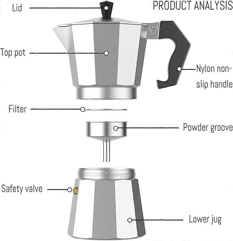 Italian Moka Pot Coffee Maker 6 Cup Classic Espresso Stovetop Coffee Maker V1263-JX-5693
