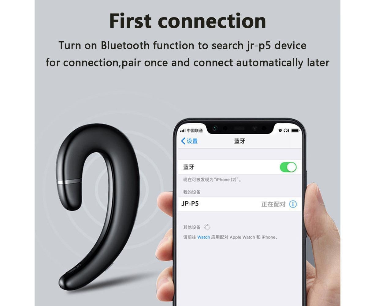 Ear Hook Wireless Headphones - Non Ear Plug - Single Ear Noise Cancelling Headset with Mic V1263-JX-57