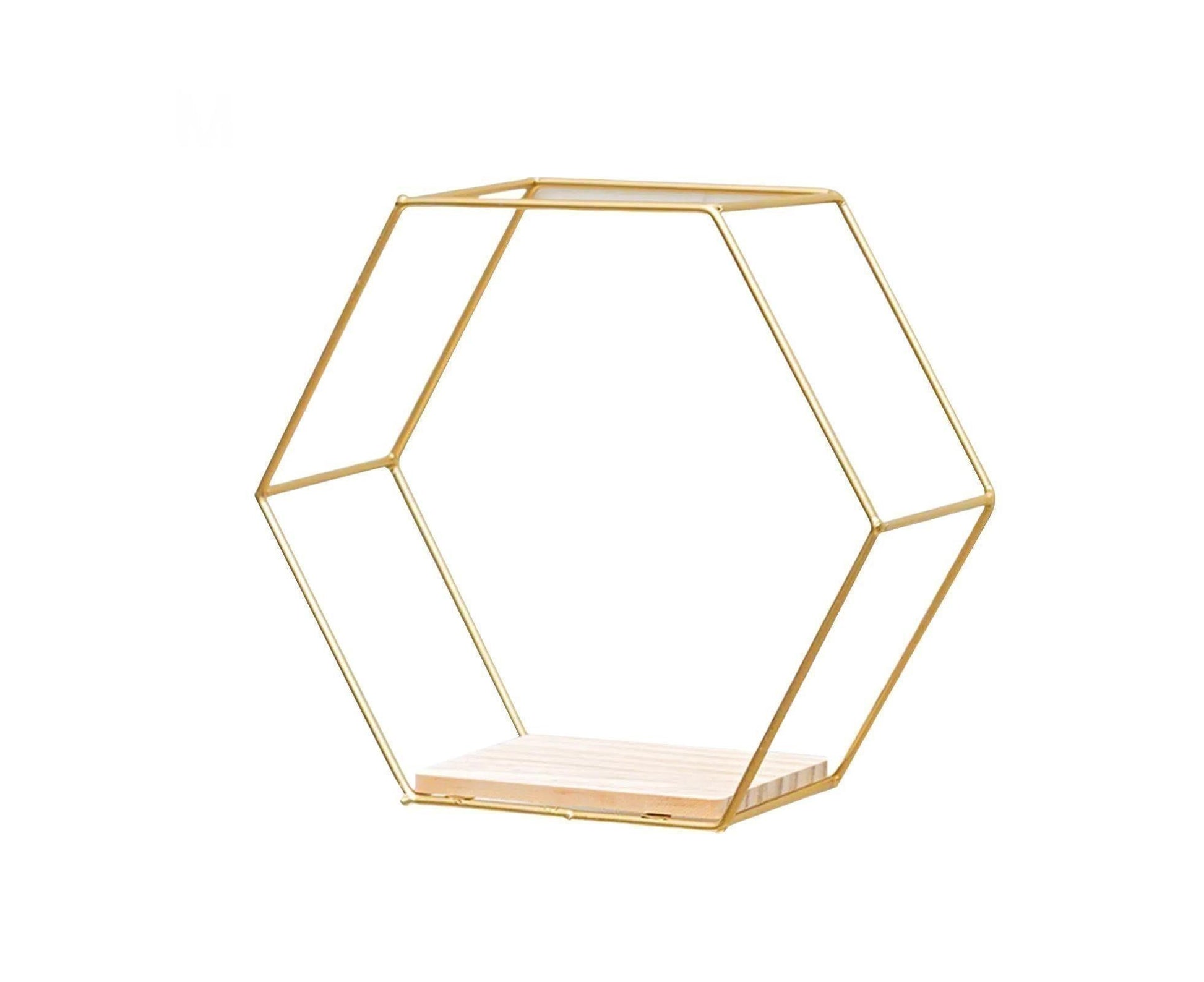 Nordic Hexagonal Iron Stand Small Pot Wall Holder Home Shelf Storage Holder-Golden M V1263-JX-571