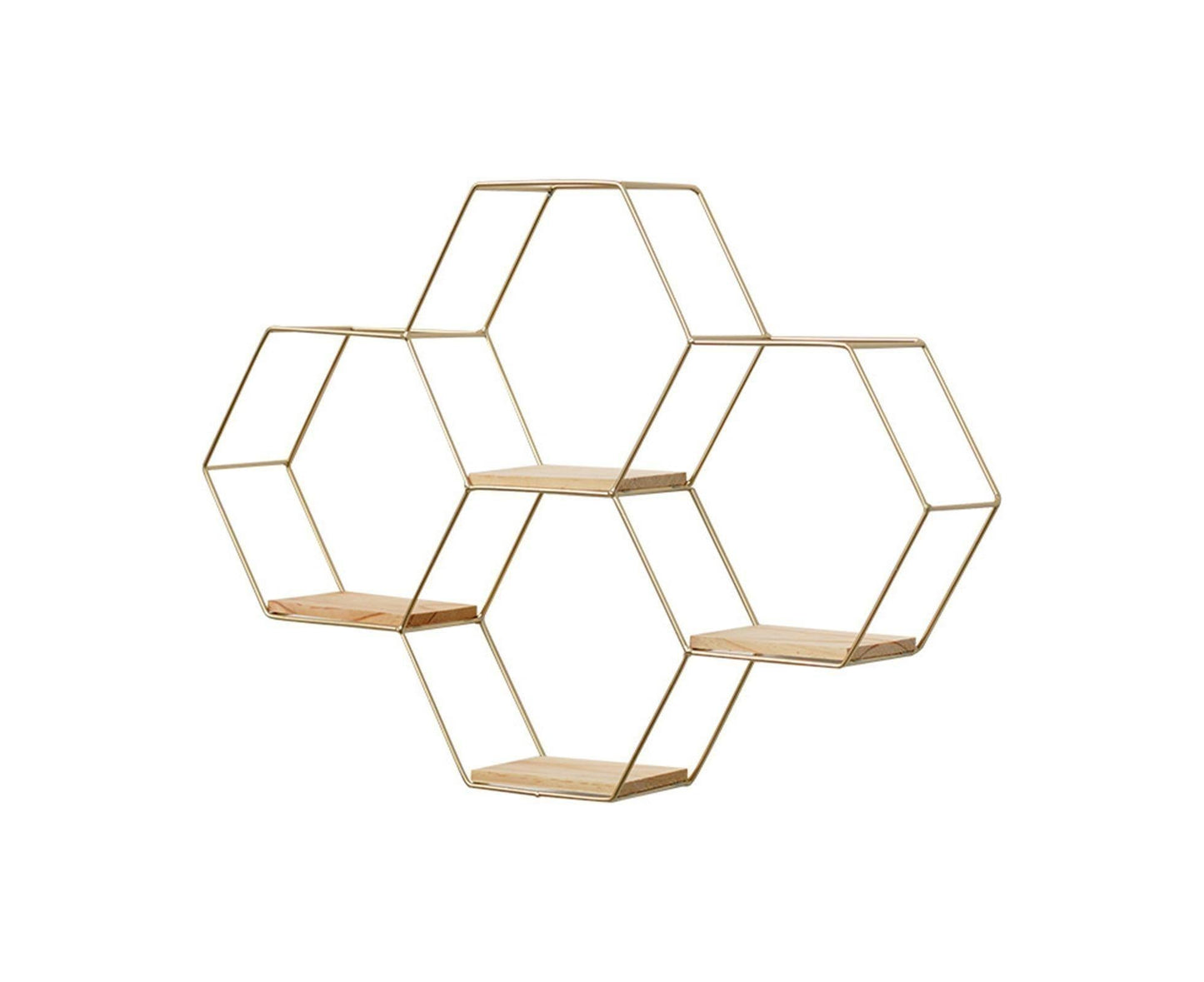 Nordic Hexagonal Iron Stand Small Pot Wall Holder Home Shelf Storage Holder-Golden M V1263-JX-571