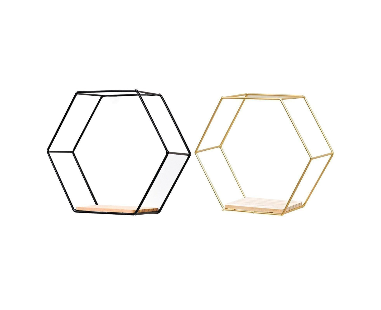 Nordic Hexagonal Iron Stand Small Pot Wall Holder Home Shelf Storage Holder-Golden M V1263-JX-571