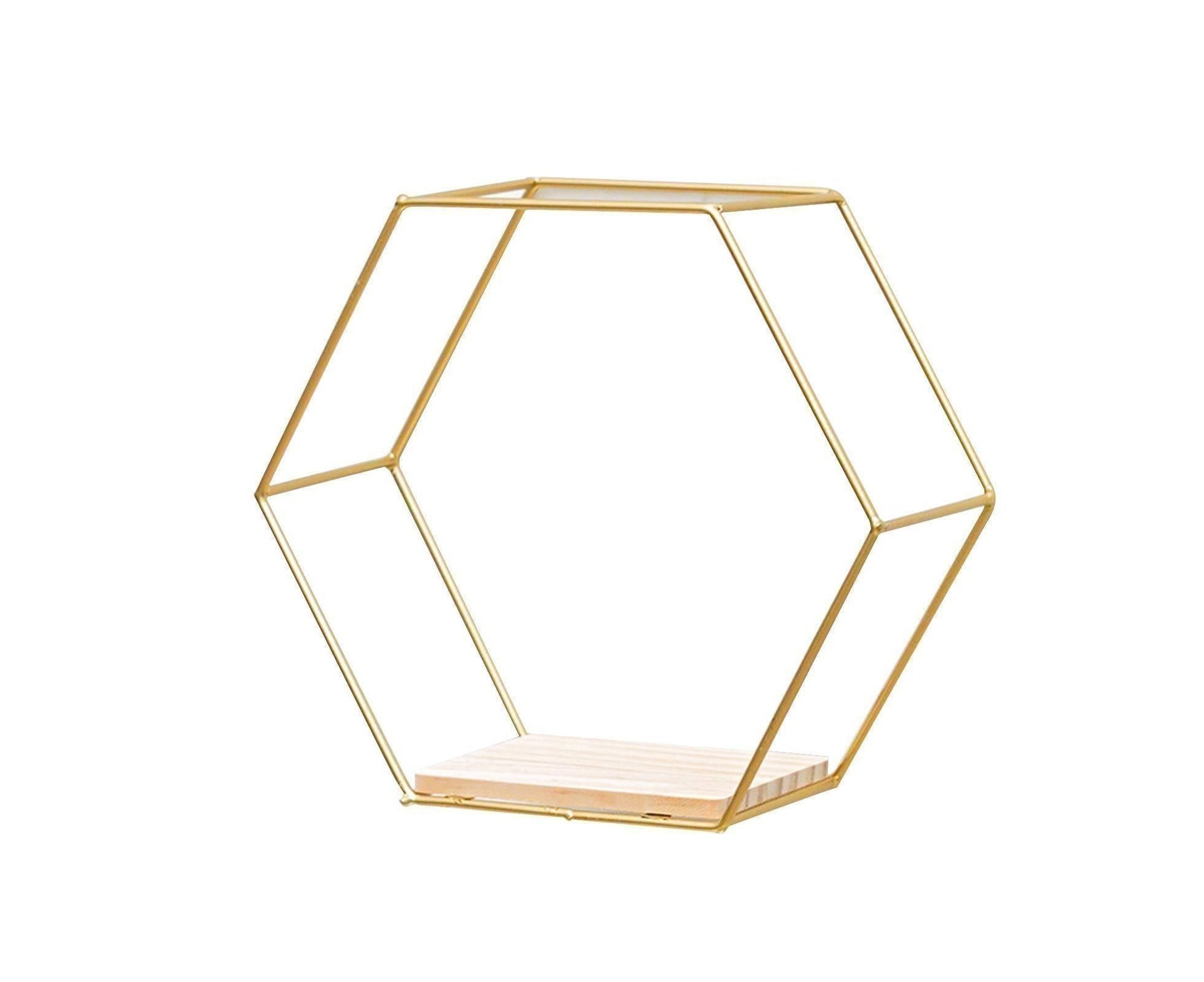 Nordic Hexagonal Iron Stand Small Pot Wall Holder Home Shelf Storage Holder-Golden M V1263-JX-571