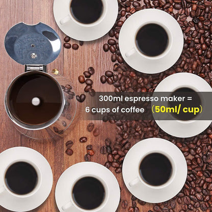 Stainless Steel Italian Moka Pot 300ml Espresso Maker Induction Compatible V1263-JX-5715