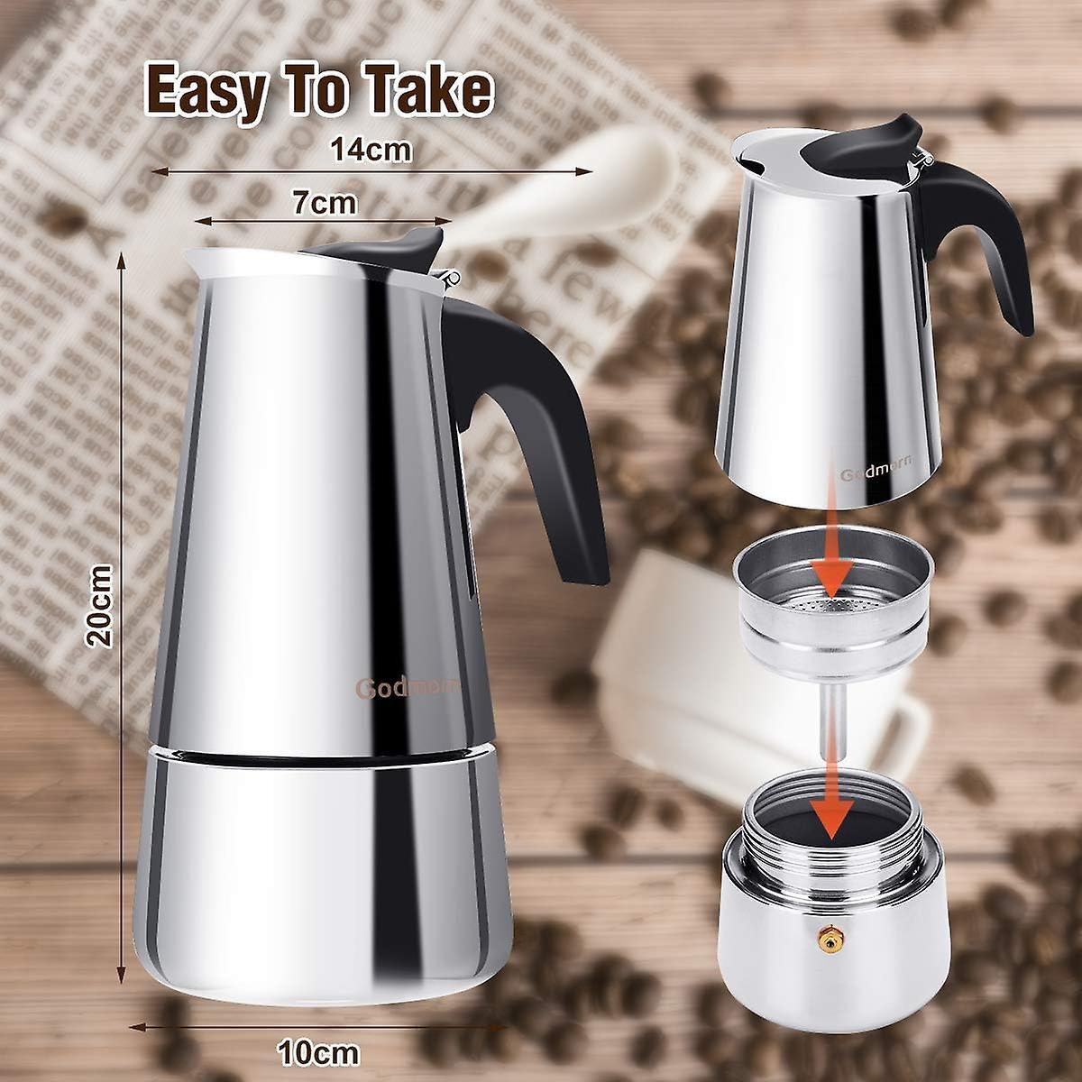 Stainless Steel Italian Moka Pot 300ml Espresso Maker Induction Compatible V1263-JX-5715