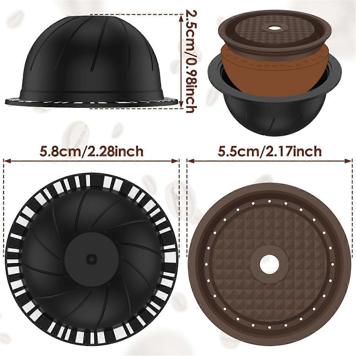 5Pcs Reusable Vertuo Coffee Pods with 2 Silicone Lids Spoon and Cleaning Brush V1263-JX-5719
