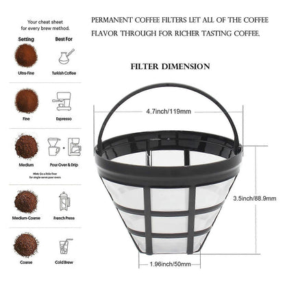 2 Pack Reusable Coffee Maker Basket Filters No.4 Fit 8-12 Cup Drip Machines V1263-JX-5721