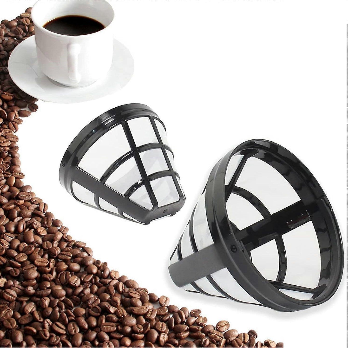 2 Pack Reusable Coffee Maker Basket Filters No.4 Fit 8-12 Cup Drip Machines V1263-JX-5721