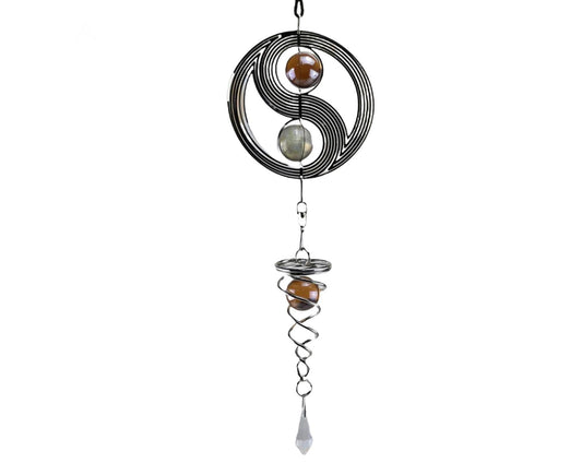 Square Rhombus Rotating Metal Spiral Tail Ball Wind Chime Pendant Home Decor- A V1263-JX-573