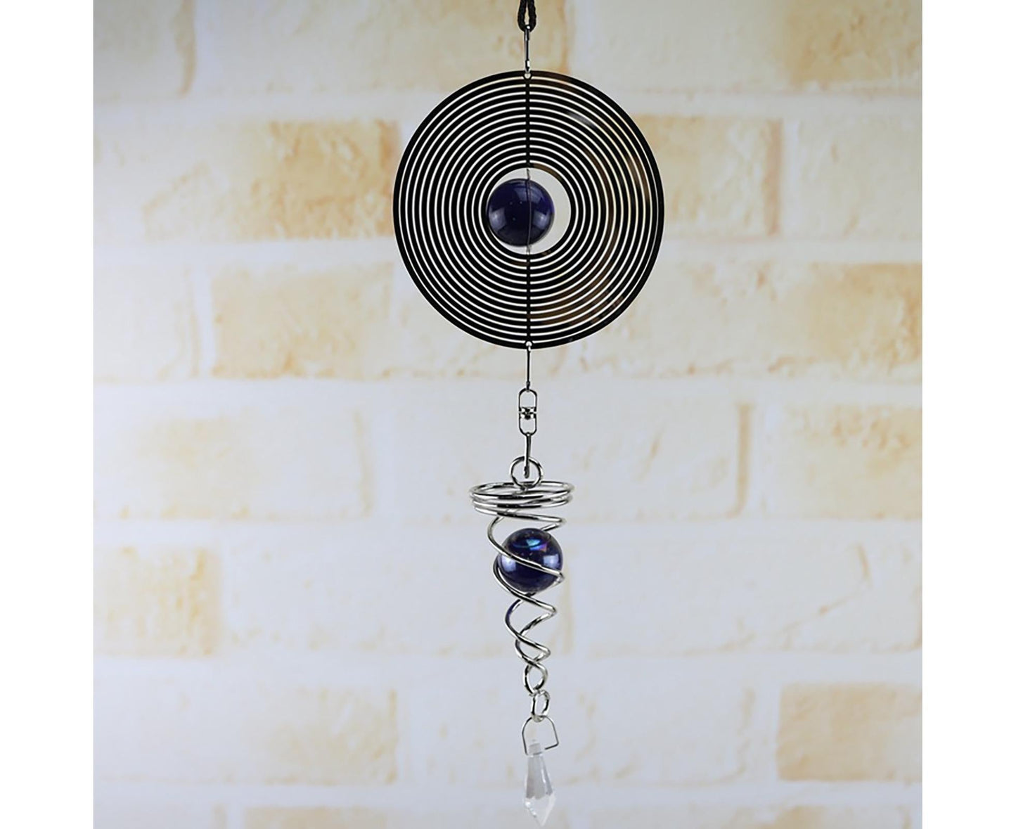 Square Rhombus Rotating Metal Spiral Tail Ball Wind Chime Pendant Home Decor- A V1263-JX-573