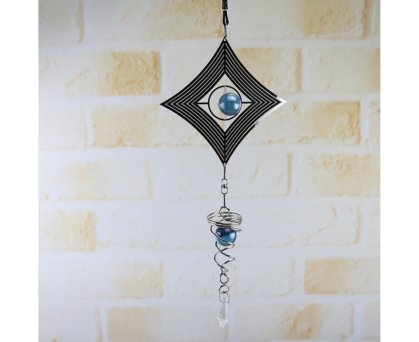 Square Rhombus Rotating Metal Spiral Tail Ball Wind Chime Pendant Home Decor- A V1263-JX-573