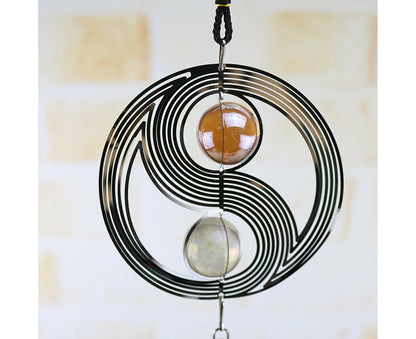 Square Rhombus Rotating Metal Spiral Tail Ball Wind Chime Pendant Home Decor- A V1263-JX-573