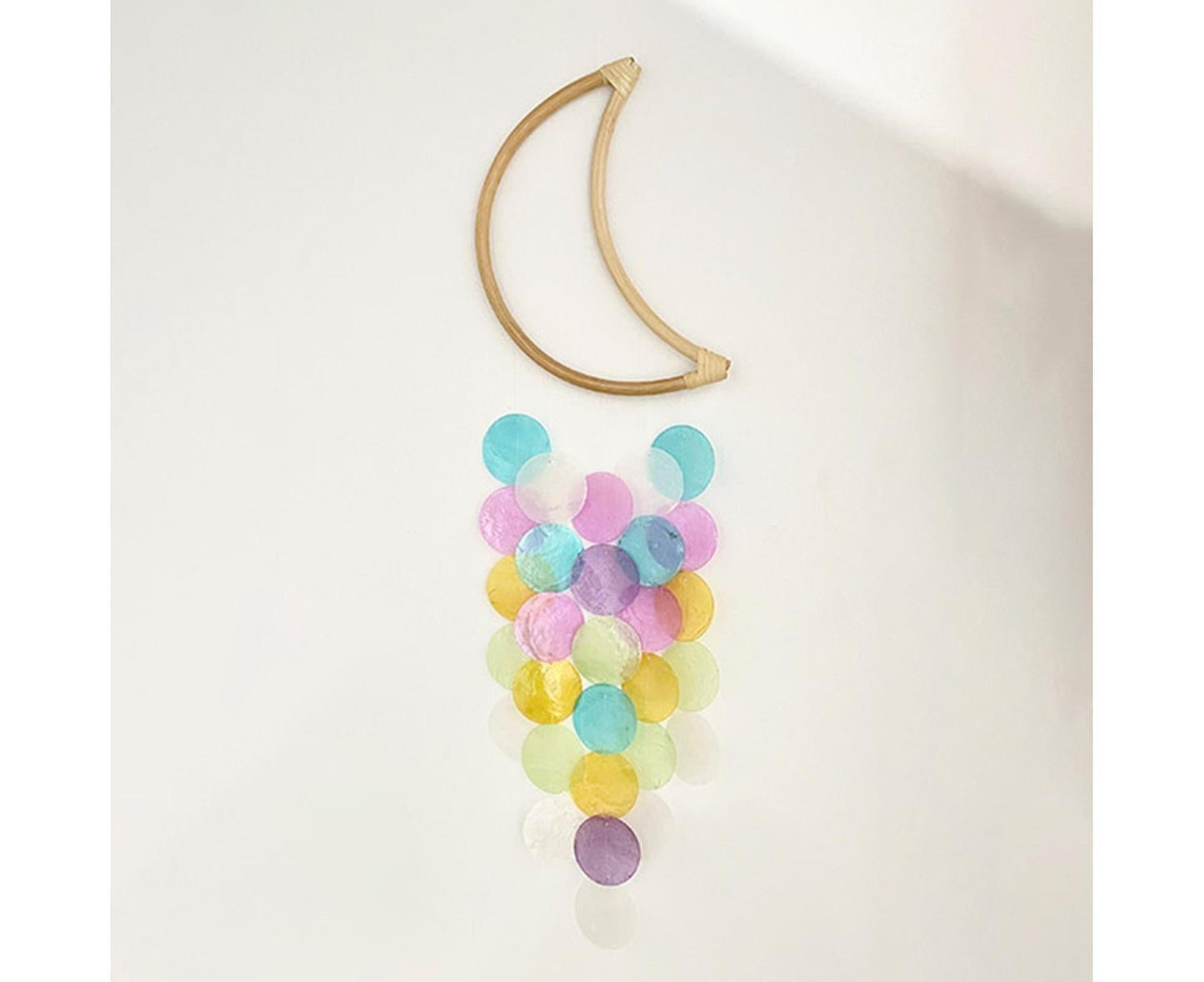 Wooden Moon Shape Wind Chime-Multicolor V1263-JX-574