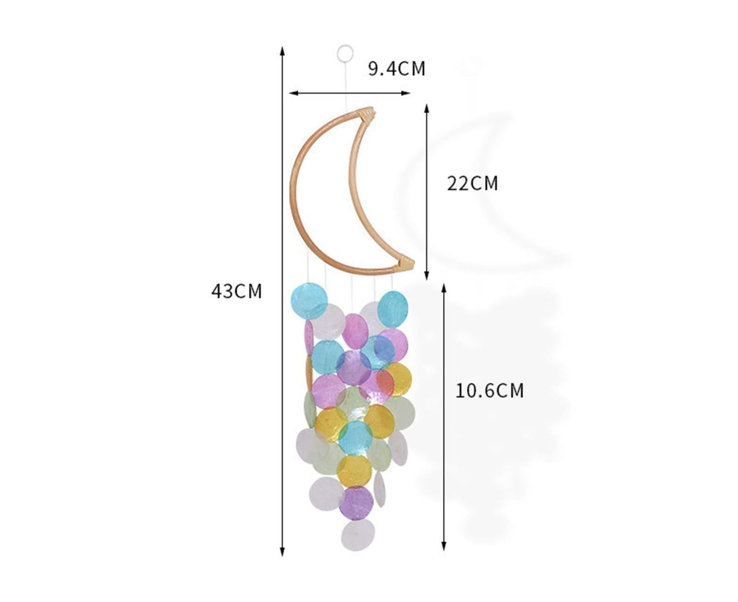 Wooden Moon Shape Wind Chime-Multicolor V1263-JX-574