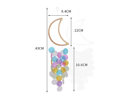 Wooden Moon Shape Wind Chime-Multicolor V1263-JX-574