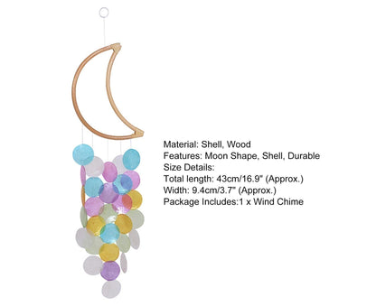 Wooden Moon Shape Wind Chime-Multicolor V1263-JX-574