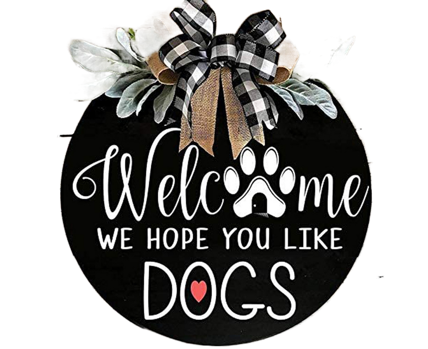 Door Sign Long Lasting Multifunctional Round Welcome Hanging Home Sign for Home-Black V1263-JX-577