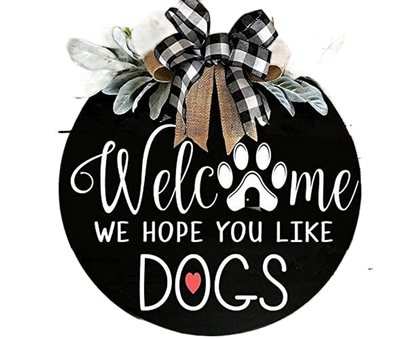 Door Sign Long Lasting Multifunctional Round Welcome Hanging Home Sign for Home-Black V1263-JX-577