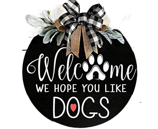 Door Sign Long Lasting Multifunctional Round Welcome Hanging Home Sign for Home-Black V1263-JX-577