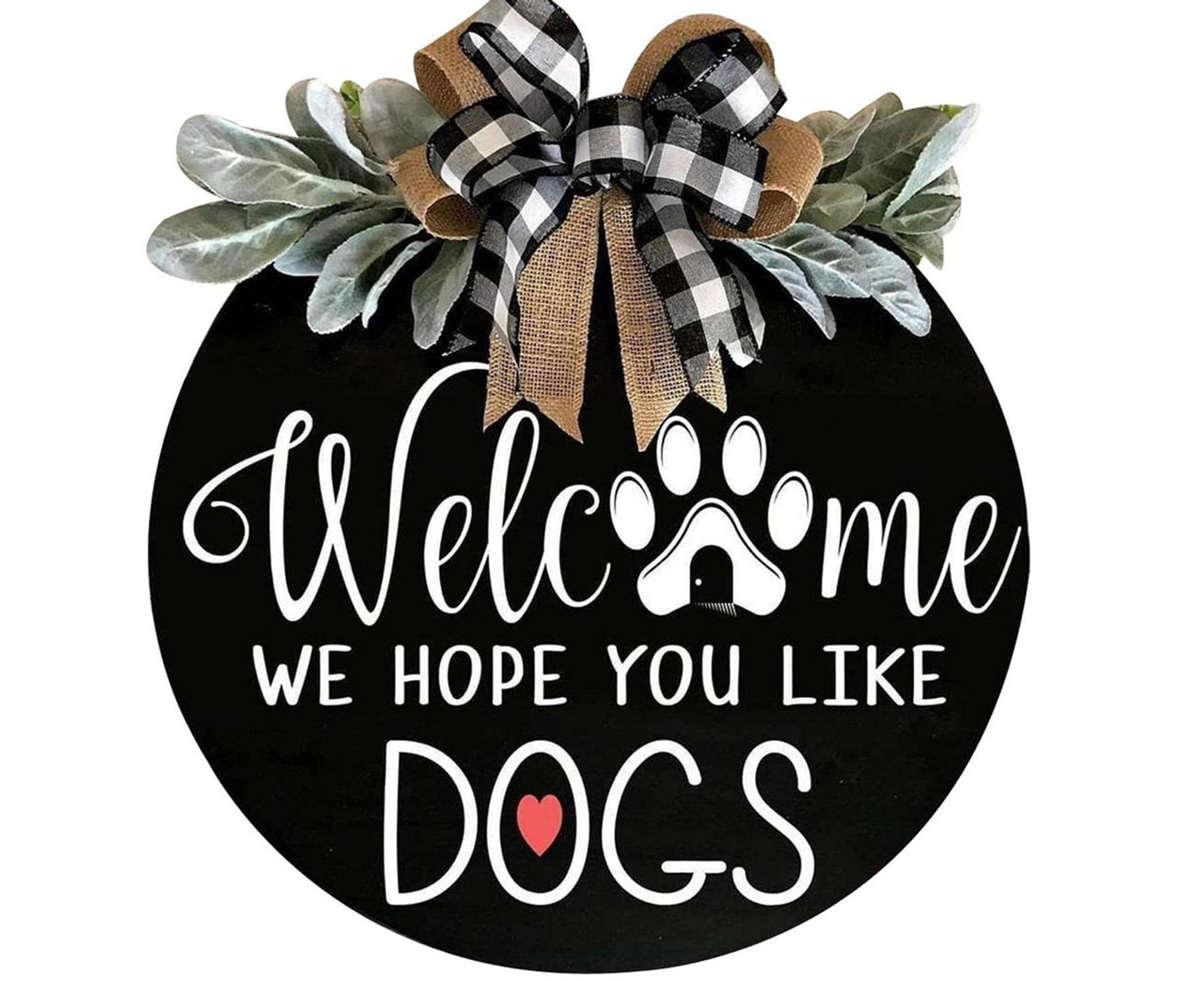 Door Sign Long Lasting Multifunctional Round Welcome Hanging Home Sign for Home-Black V1263-JX-577