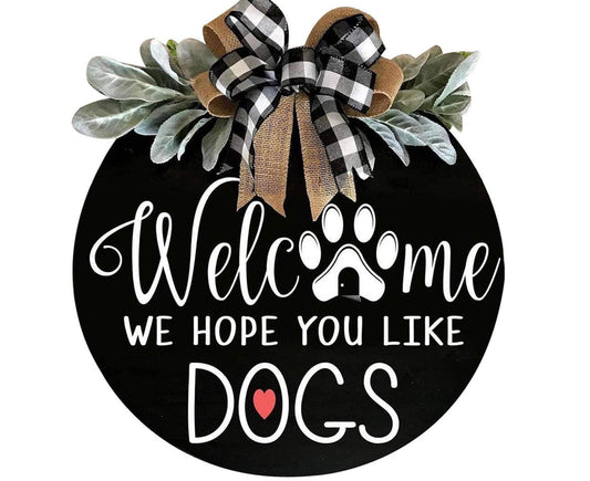 Door Sign Long Lasting Multifunctional Round Welcome Hanging Home Sign for Home-Black V1263-JX-577