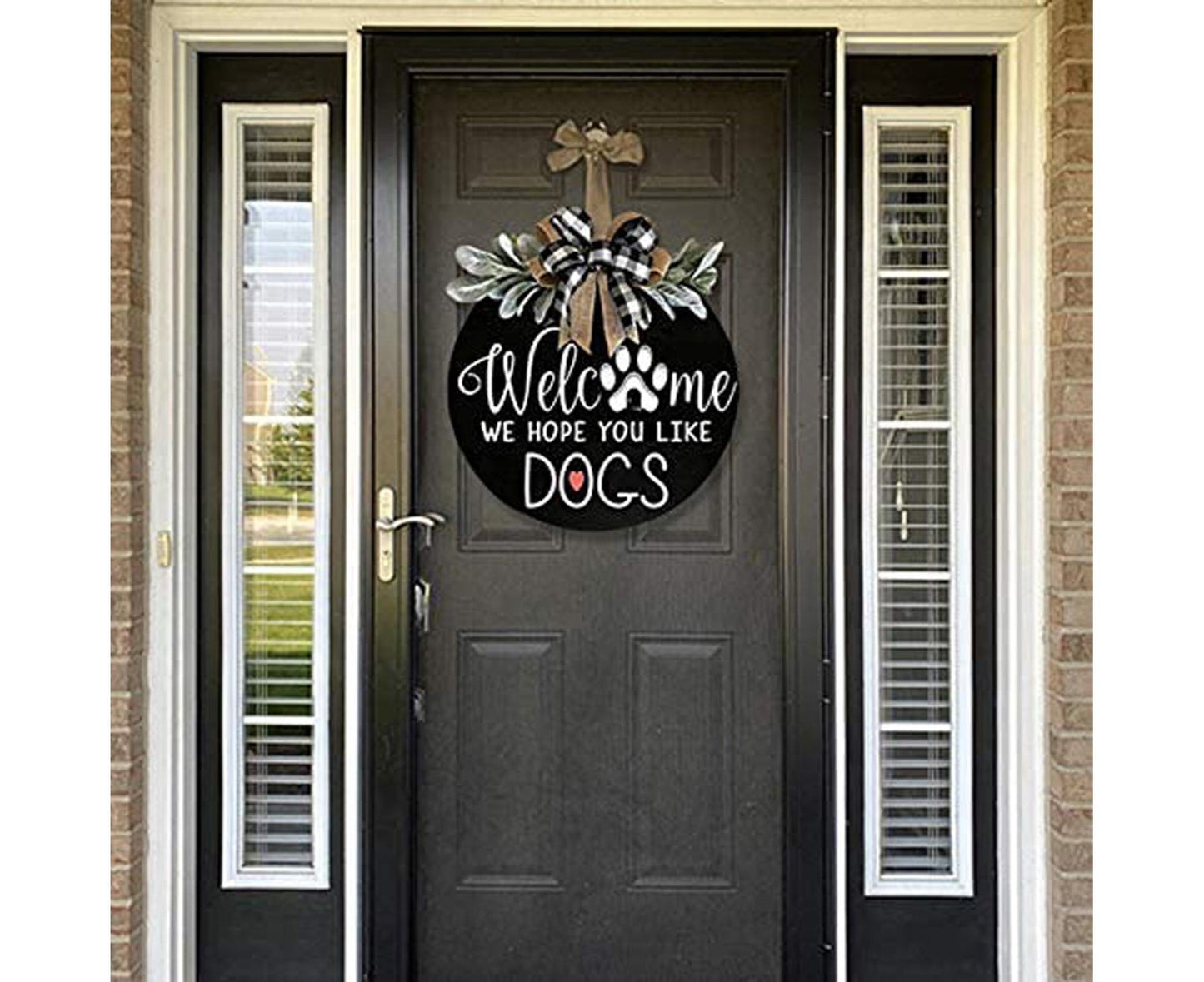 Door Sign Long Lasting Multifunctional Round Welcome Hanging Home Sign for Home-Black V1263-JX-577