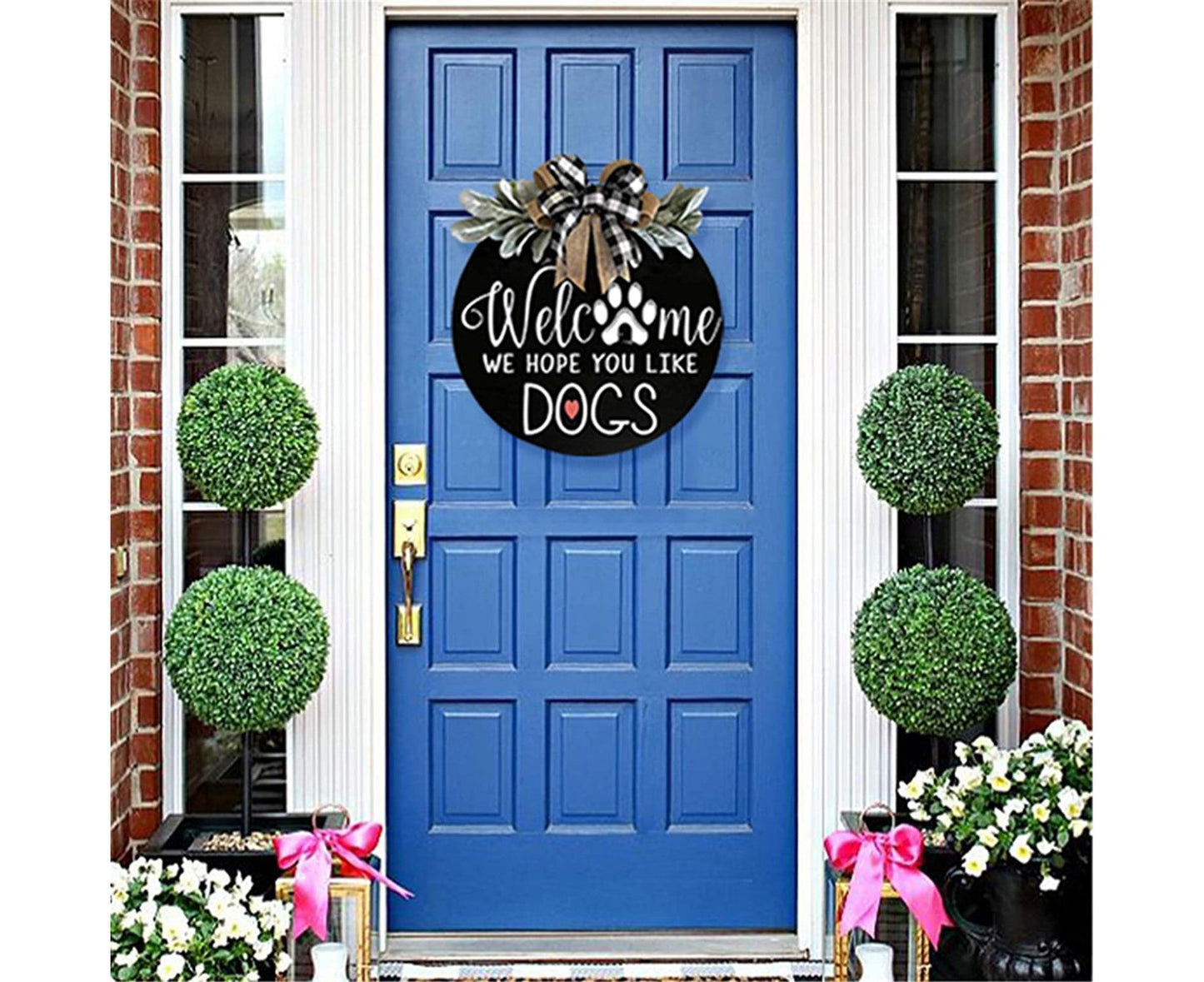 Door Sign Long Lasting Multifunctional Round Welcome Hanging Home Sign for Home-Black V1263-JX-577